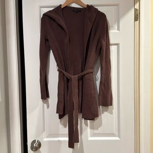 BCBG Long Open Hooded Cardigan